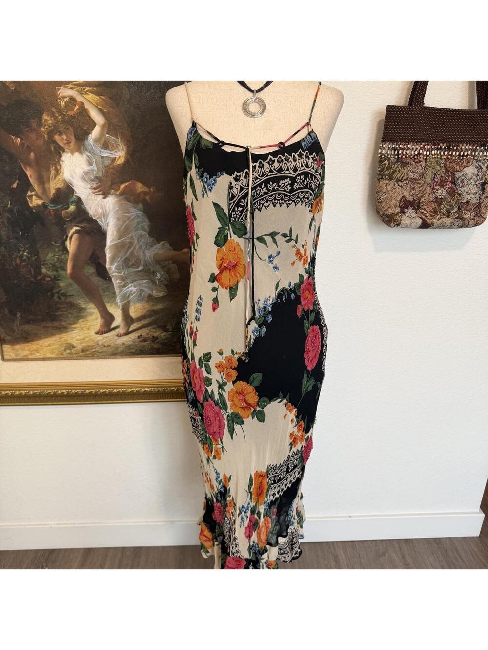 Vintage Beaded Floral Whimsi Fairy Midi Dress READ DESCRIPTION FLAWS